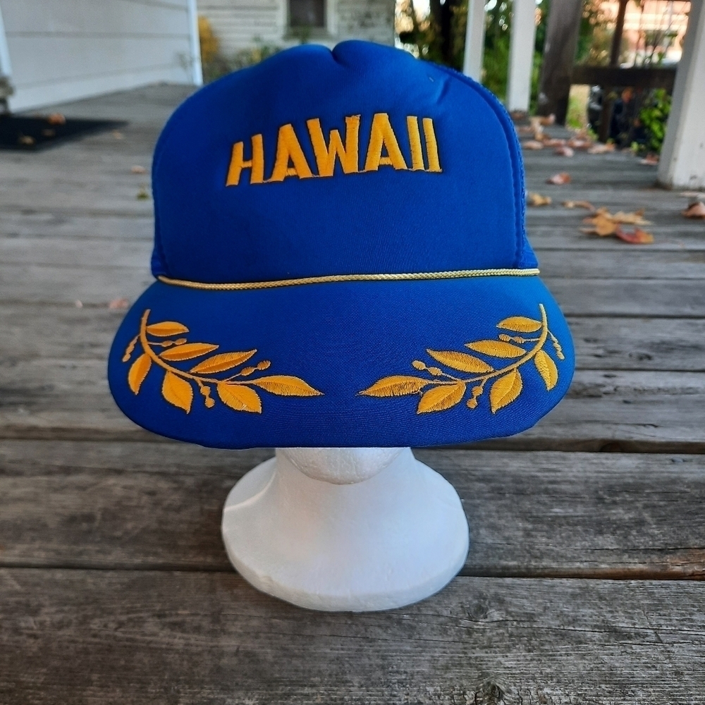 Vintage Hawaiian Headwear Hawaii blue wings embroidered snapback trucker hat - Picture 3 of 14